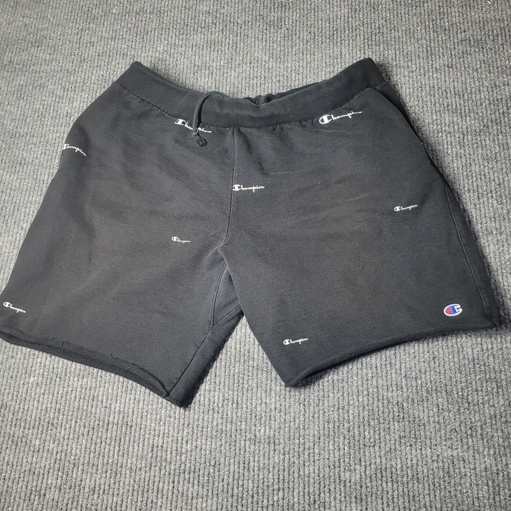 Champion Shorts 2XL Adult Black Reverse Weave Sweat Spellout Logo Casual Men XXL